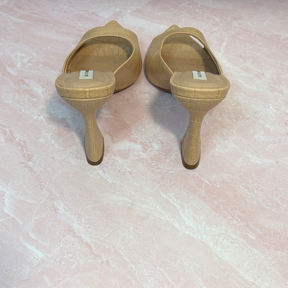 Saks Fifth Avenue Beige Croc-Embossed Mules - Picture 3 of 7